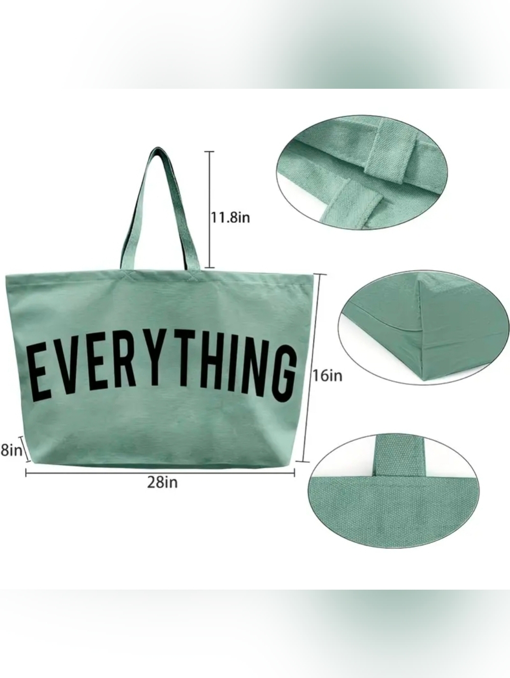 HUGE "EVERYTHING" 28" CANVAS TOTE. (ALSO CUSTOMIZABLE) Various Colors In Stock. - Picture 11 of 11